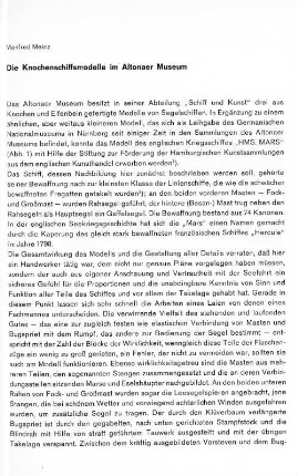 Die Knochenschiffsmodelle im Altonaer Museum