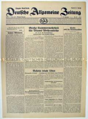 Tageszeitung "Deutsche Allgemeine Zeitung" überwiegend zu internationalen Themen