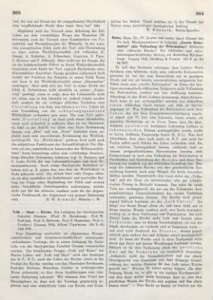 363-364 [Rezension] Volk - Staat - Kirche