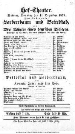 Lorbeerbaum und Bettelstab, oder: Drei Winter eines deutschen Dichters