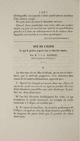 Note sur l'ellipse.