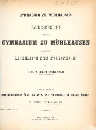 Jahres-Bericht : Ostern .... 1878/79