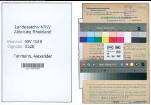 Entnazifizierung Alexander Fehmann , geb. 30.01.1897 ()