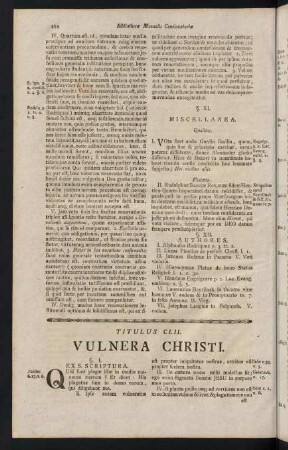 494-527, Titulus CLII. Vulnera Christi. - Titulus CLIII. Zelus.