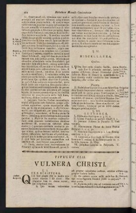494-527, Titulus CLII. Vulnera Christi. - Titulus CLIII. Zelus.
