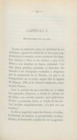 Capítulo I. Necesidad de la paz