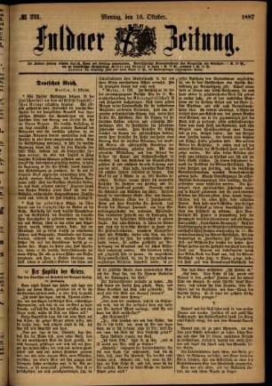 Ausgabe vom Montag, den 10. Oktober 1887.