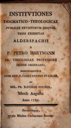 Institvtiones Dogmatico-Theologicae