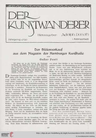 1: Der Bilderverkauf aus dem Magazin der Hamburger Kunsthalle
