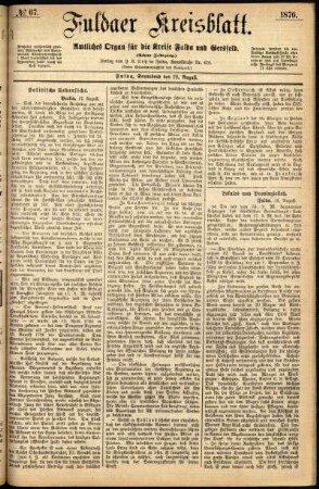 Ausgabe vom Samstag, den 19. August 1876.