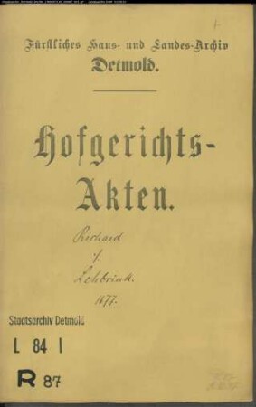Richardsche Erben zu Salzuflen gegen Lehbring zu Retzen - Schuldforderung