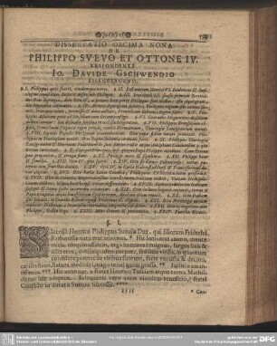 Dissertatio Decima Nona Philippo Svevo Et Ottone IV. Respondente Io. Davide Gschwendio Eisenbergensi