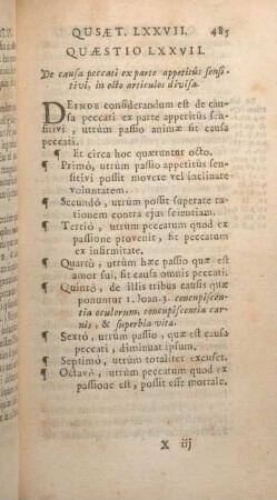 Quaestio LXXVII. De causa peccati ex parte appetitus sensitivi, in octo articulos divisa.
