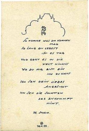 Gsaenger, Gustav; München; Gedichte und Glückwünsche - Liebesgedicht, TH. Storm