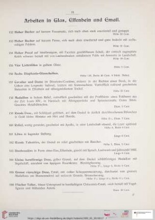 Arbeiten in Glas, Elfenbein und Email (Nr. 152 - 166)
