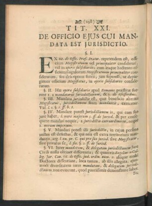 Tit. XXI. De Officio Eius Cui Mandata Ets Iurisdictio