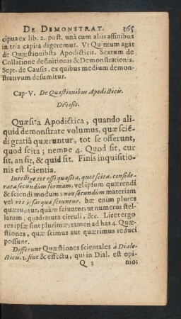 Cap. V. De Quaestionibus Apodicticis.