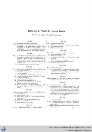Erklärung der Tafeln des zweiten Bandes.