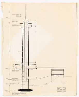 Gaußturm, Dransfeld Neubau: Schnitt - Turm, Brücke, Museum, 1:100