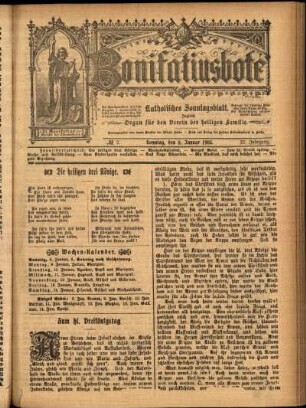 Erste Ausgabe vom Sonntag, den 08. Januar 1905.