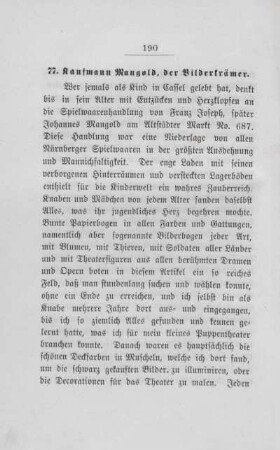 77. Kaufmann Mangold, der Bilderkrämer.
