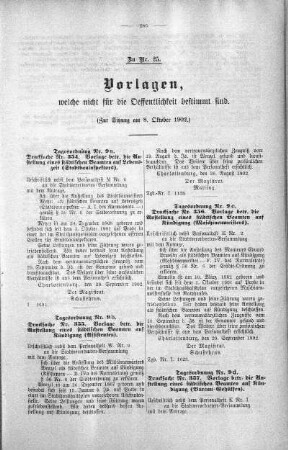 Vorlagen welche nicht für die Oeffentlichkeit bestimmt sind., 08. Oktober 1902