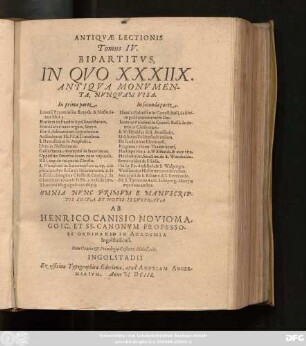 4 Bipartitus: In Quo XXXIIX. Antiqua Monumenta, Nunquam Visa