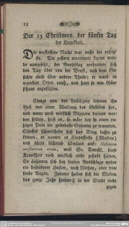 Der 13 Christmon. der fünfte Tag der Krankheit