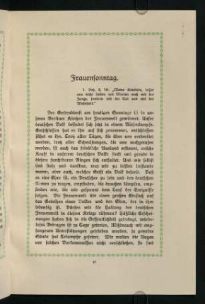 61-68, Frauensonntag