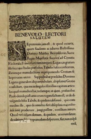 Benevolo Lectori salutem