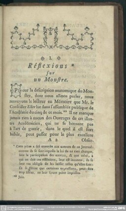 I. Réflexions sur un Monstre