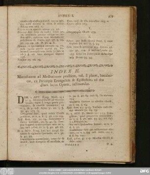 Index II. Manuducens ad Meditationes practicas, vel si placet, himileticas, ex Pericopis Evangelicis & Epistolicis, ad ductum huius Operis, instituendas.