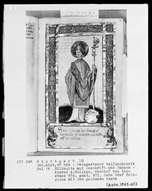 Welfenchronik — Konrad der Heilige Bischof von Konstanz, Folio 16recto