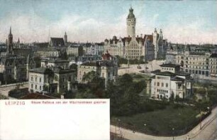 Leipzig: Neues Rathaus von der Wächterstrasse gesehen