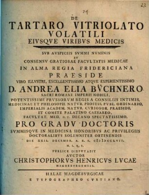 De Tartaro Vitriolato Volatili Eivsqve Viribvs Medicis