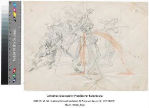 Ermordung eines Mandolinenspielers (Handskizze, coloriert, Bleistift und Tusche). Beschriftung"IV."