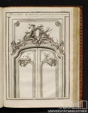 Planche 222. Decoration du haut d'une porte et de son couronnement.