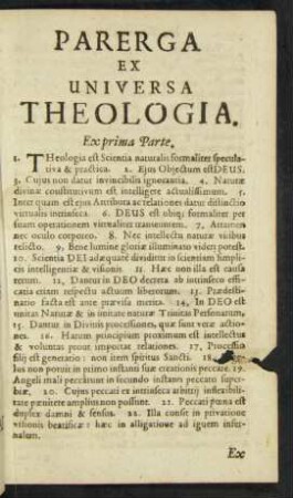 Parerga Ex Universa Theologia.