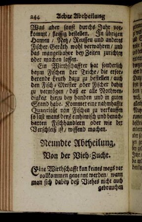 Neundte Abtheilung. Von der Vieh-Zucht.