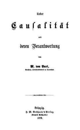 Ueber Causalität und deren Verantwortung