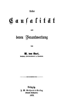Ueber Causalität und deren Verantwortung
