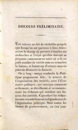 Traité d'économie politique ou simple exposition de la manière dont se forment, se distribuent et se consomment les richesses, 1
