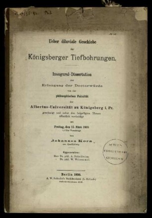 Über diluviale Geschiebe der Königsberger Tiefbohrungen