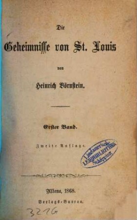 Die Geheimnisse von St. Louis von Heinrich Börnstein. 1
