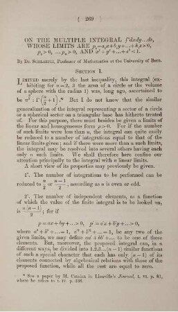 On the multiple integral ... whose limits are ... and ... .