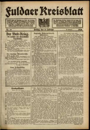 Ausgabe vom Freitag, den 15. Februar 1918.