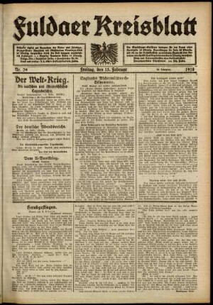 Ausgabe vom Freitag, den 15. Februar 1918.