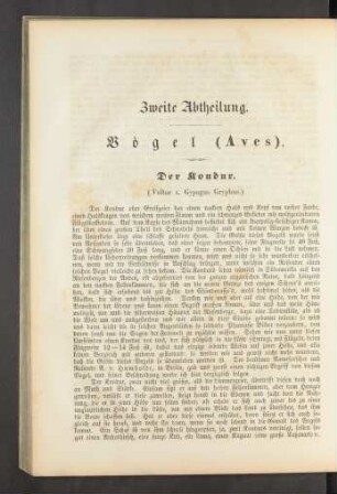 Zweite Abtheilung. Voegel (Aves).