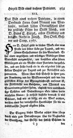 Das Bild eines wahren Patrioten, in einem Denkmale Herrn Hans Blovers von Wartensee.