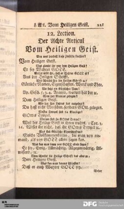 12. Lection. Der Achte Articul. Vom Heiligen Geist.